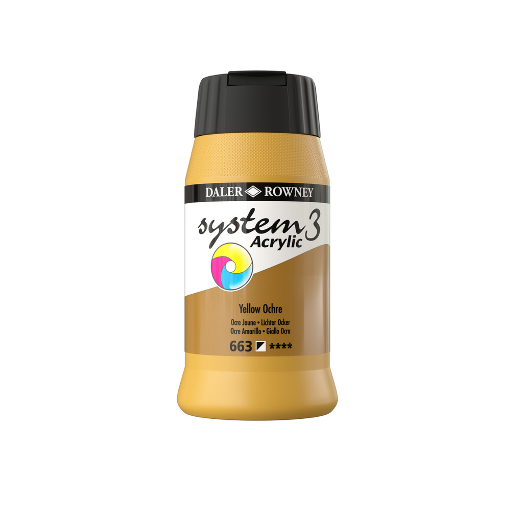 DALER ROWNEY SYSTEM 3 ACRYLIC 500ML YELLOW OCHRE