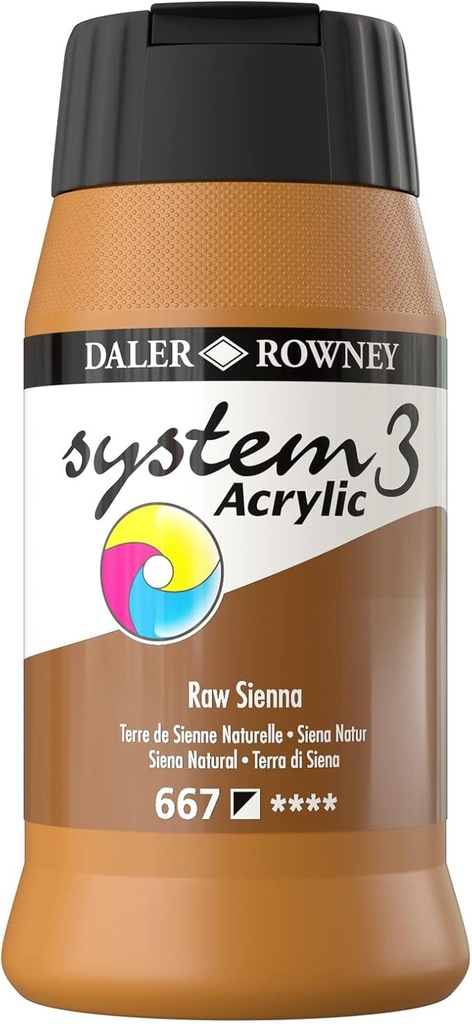 DALER ROWNEY SYSTEM3 ACRYLIC 500ML RAW SIENNA