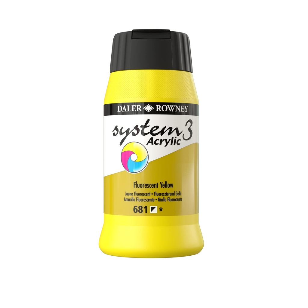 DALER ROWNEY SYSTEM3 ACRYLIC 500ML FLUORESCENT YELLOW