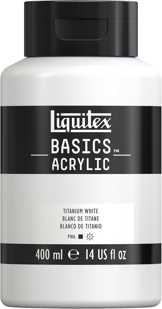 LIQUITEX BASICS ACRYLIC COLOUR 400ML JAR TITANIUM WHITE ROW