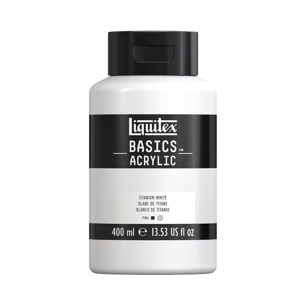 LIQUITEX BASICS ACRYLIC COLOUR 400ML JAR TITANIUM WHITE ROW