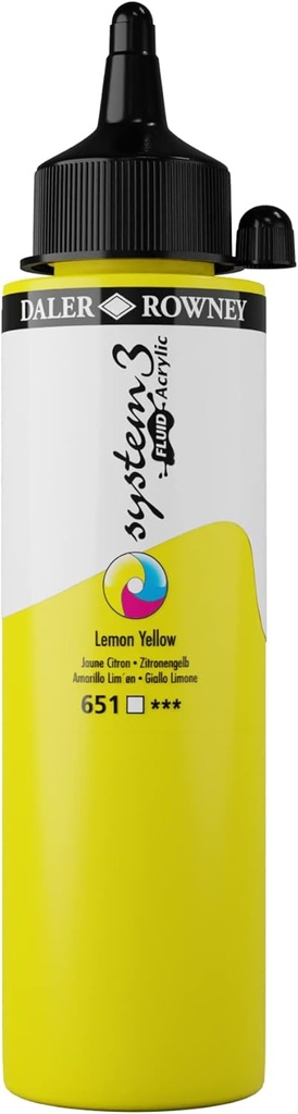 DALER ROWNEY SYSTEM3 FLUID 250ML LEMON YELLOW
