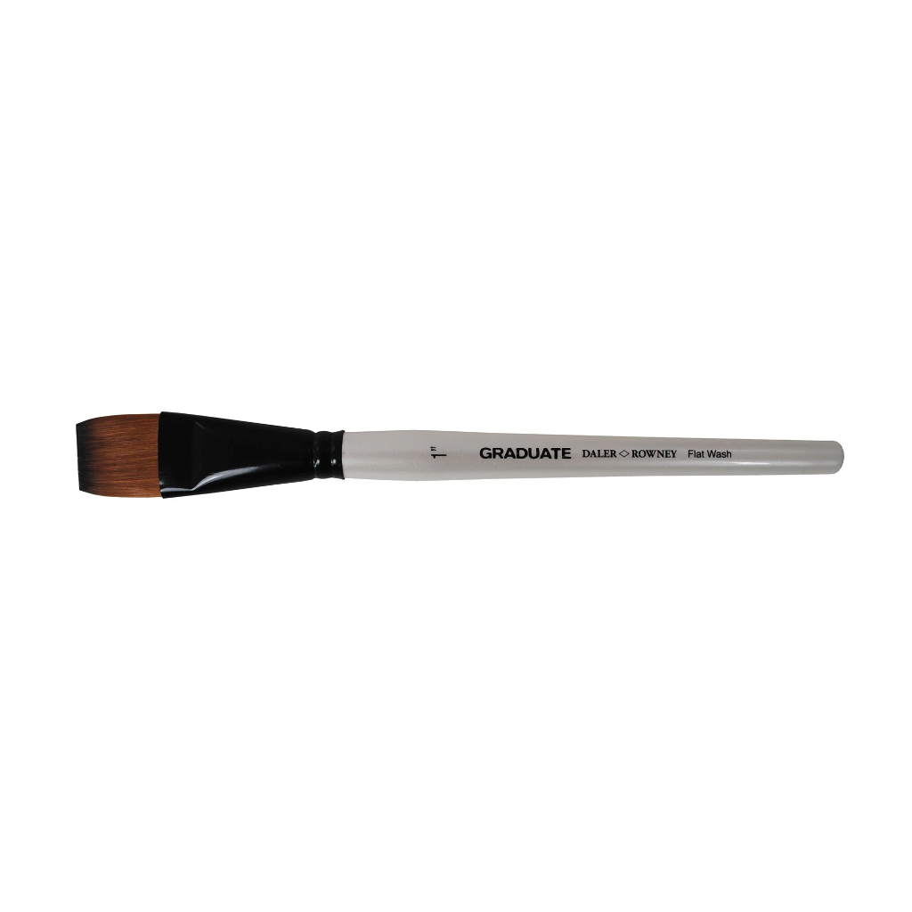 DALER ROWNEY GRADUATE SHORT HANDLE SYNTHETIC FLAT WOSH SZE 1 INCH