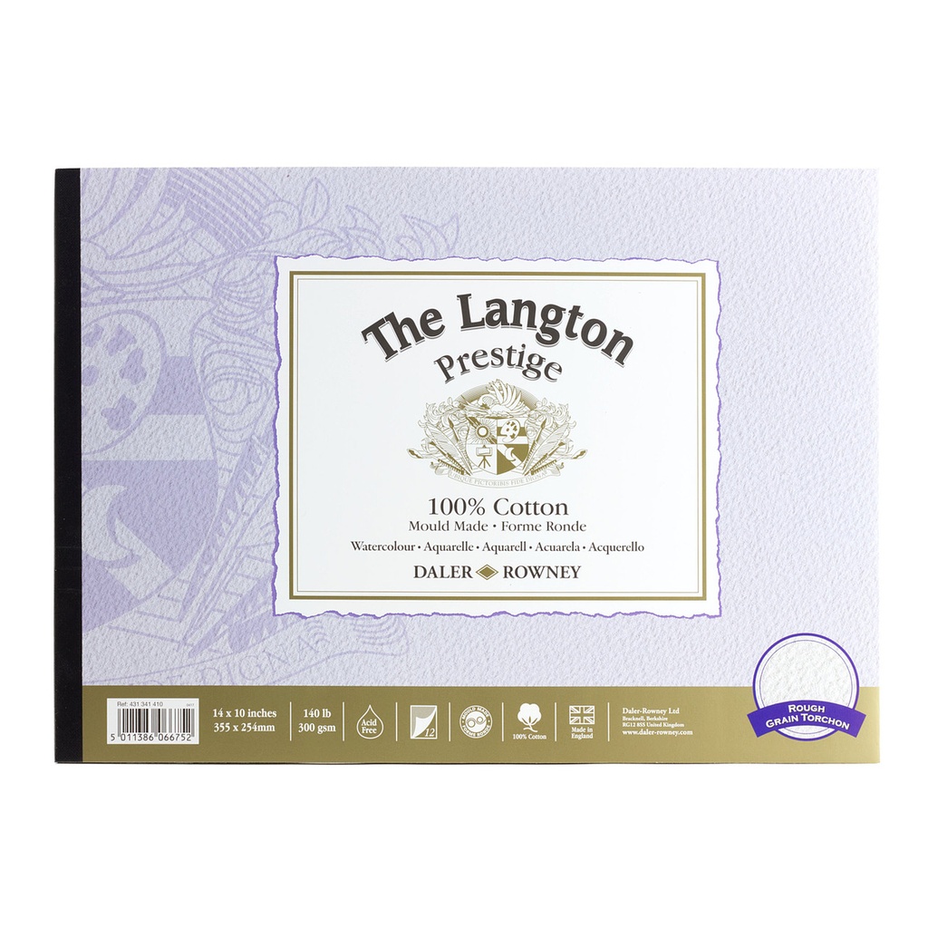 DALER ROWNEY LANGTON WATERCOLOUR HOT PRESSED PAD 300GSM 14X10 INCH 12 SHEETS