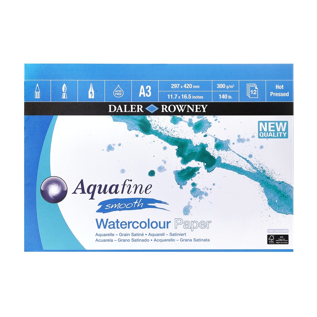 DALER ROWNEY AQUAFINE WC SMTH PD 300G A3 12SH