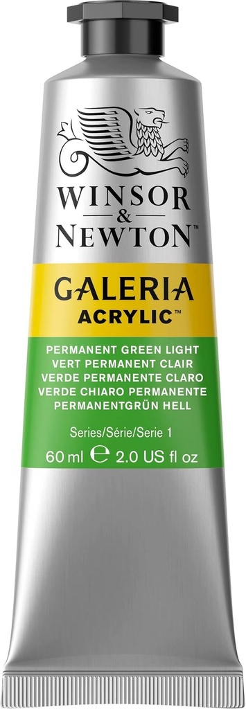 WINSOR & NEWTON GALERIA ACRYLIC COLOUR 60ML TUBE PERMANENT GREEN LIGHT