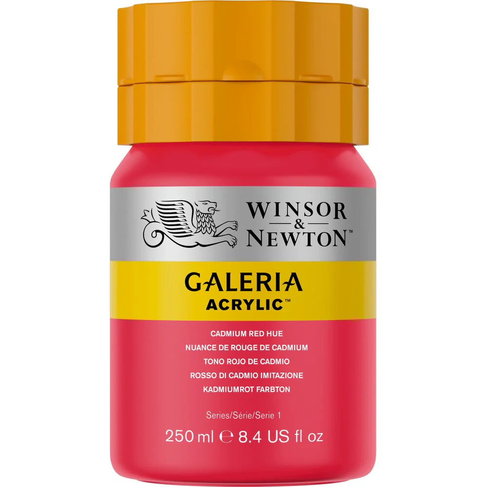 WINSOR & NEWTON GALERIA ACRYLIC COLOUR 500ML BOTTLE CADMIUM RED HUE 2150095