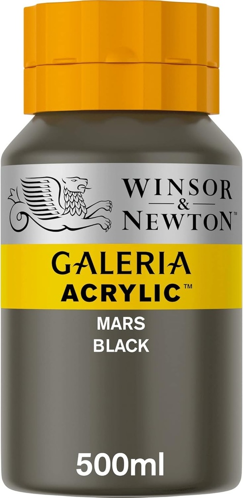 WINSOR & NEWTON GALERIA ACRYLIC COLOUR 500ML BOTTLE MARS BLACK 2150386