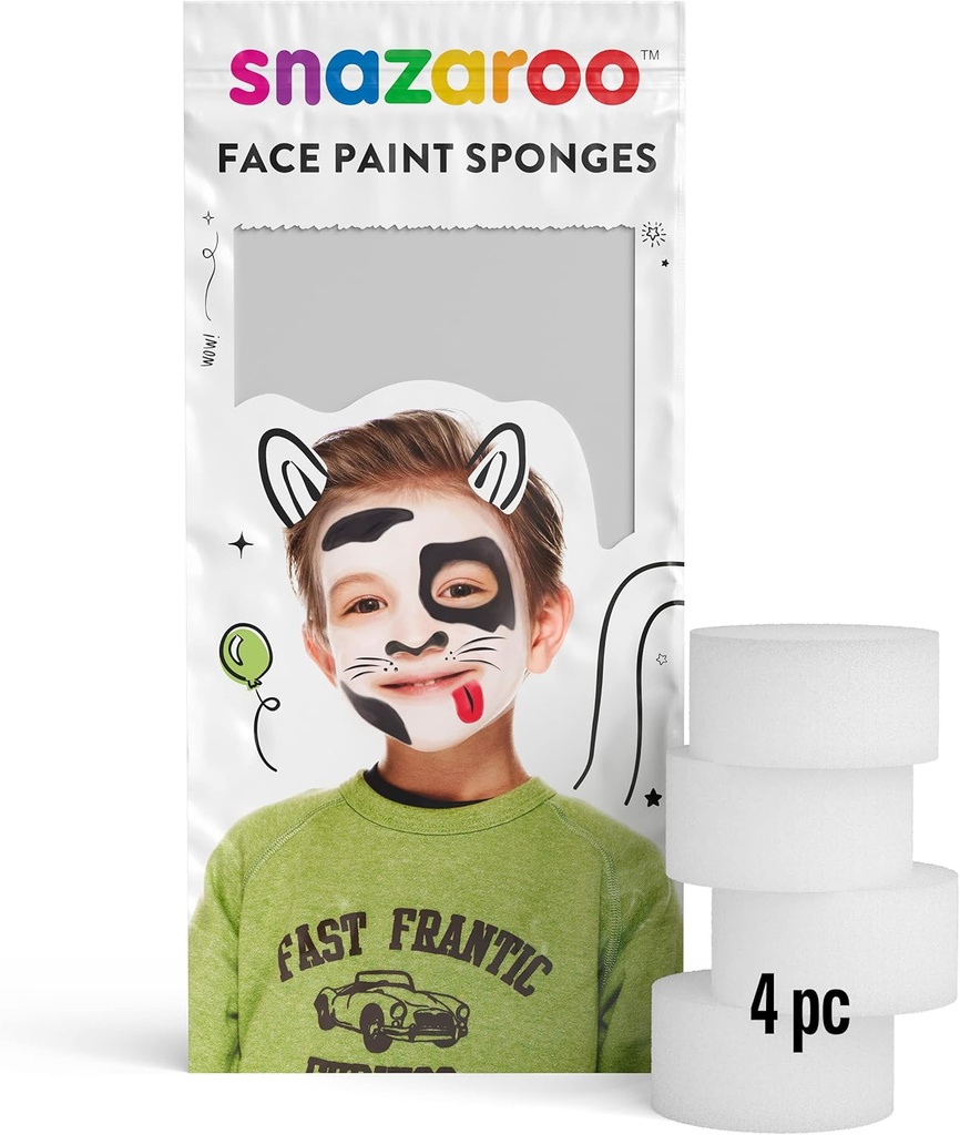 SNAZAROO FACE PAINT HIGH DENSITY SPONGE 4 PACK