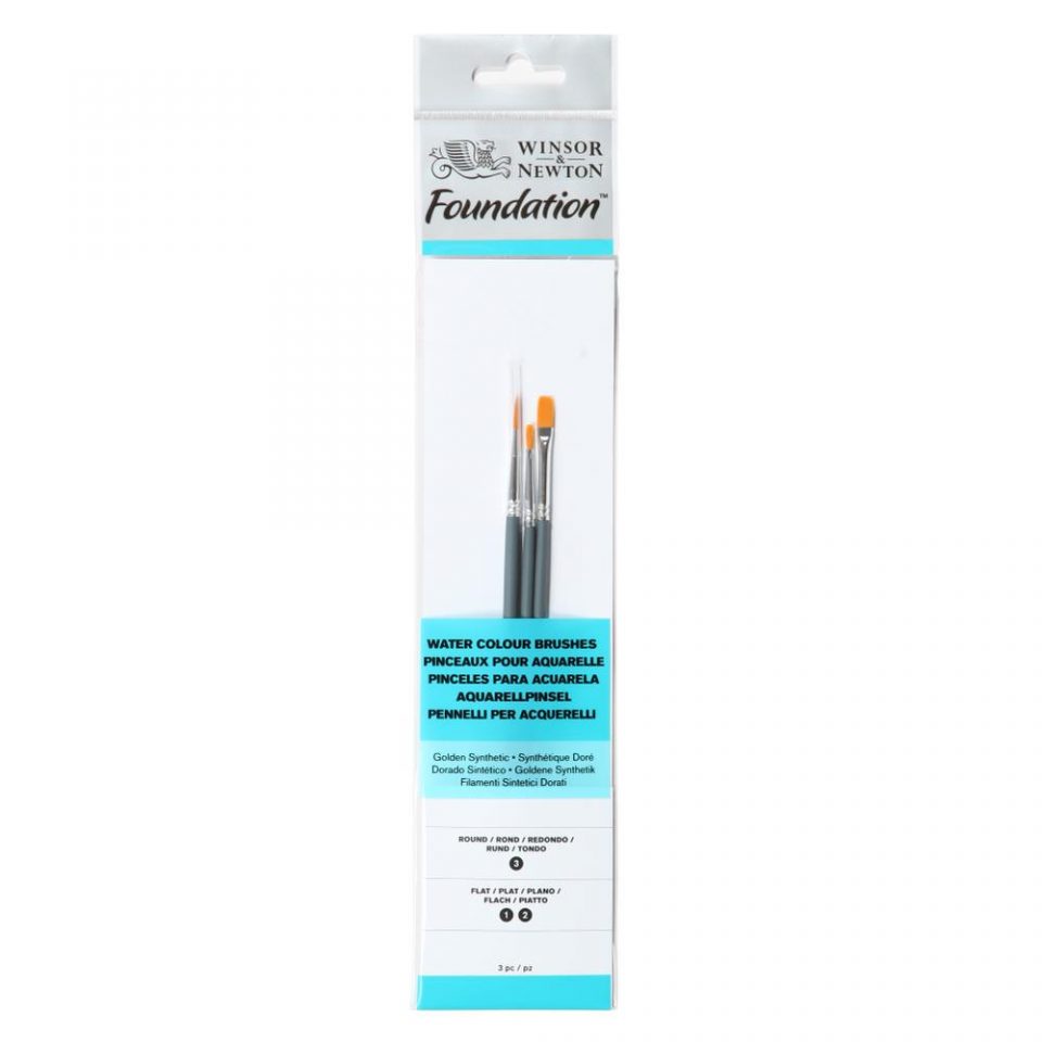 WINSOR & NEWTON FOUNDATION WATERCOLOUR SYNTHETIC BRUSH SH 3 PACK