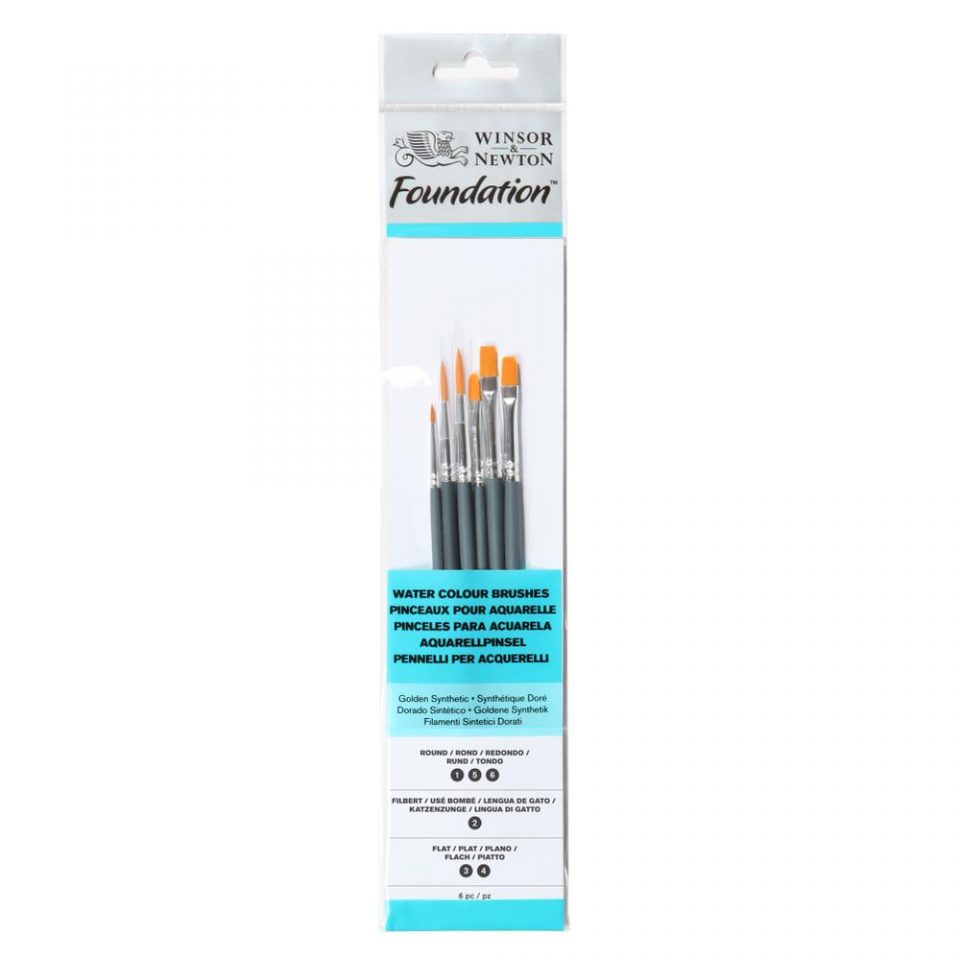 WINSOR & NEWTON FOUNDATION WATERCOLOUR SYNTHETIC BRUSH SH 6 PACK