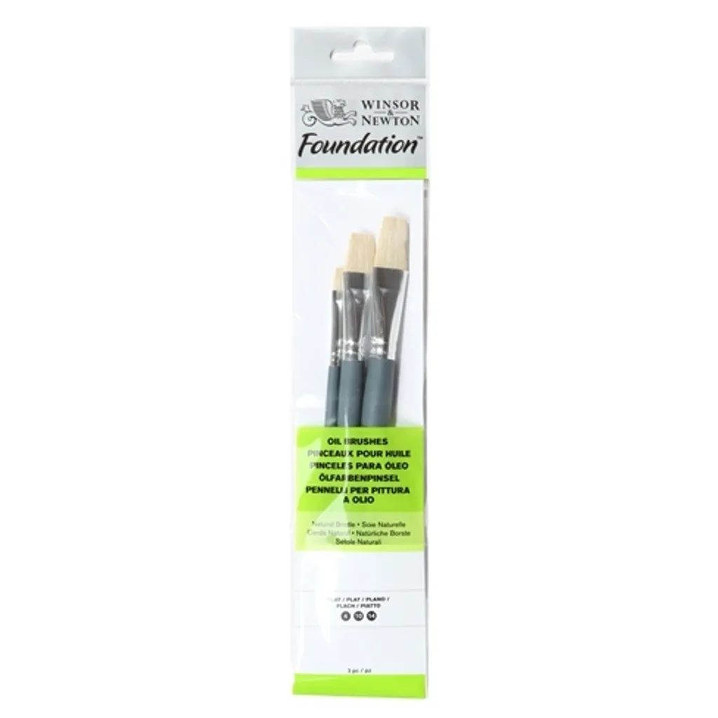 WINSOR & NEWTON FOUNDATION OIL HOG BRUSH SHORT HANDLE 3 PACK