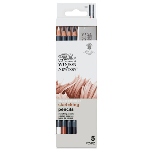 WINSOR & NEWTON SKETCHING PENCIL X5 WITH ERASER BLISTER SET