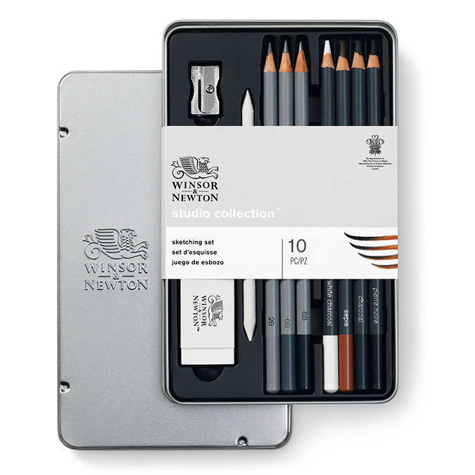 WINSOR & NEWTON SKETCHING PENCIL X10 TIN SET