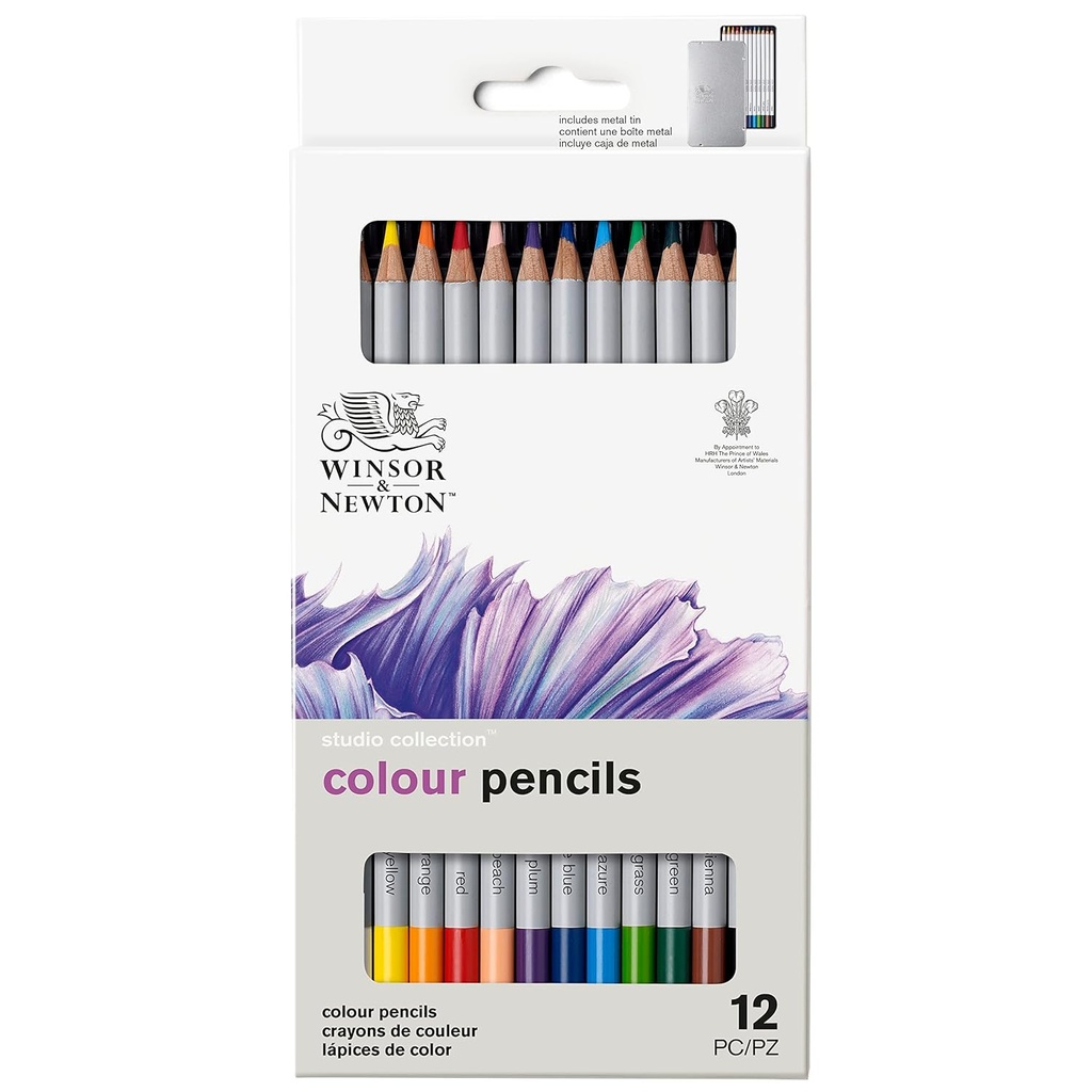 WINSOR & NEWTON COLOURED PENCIL  STUDIO 12 TIN SET