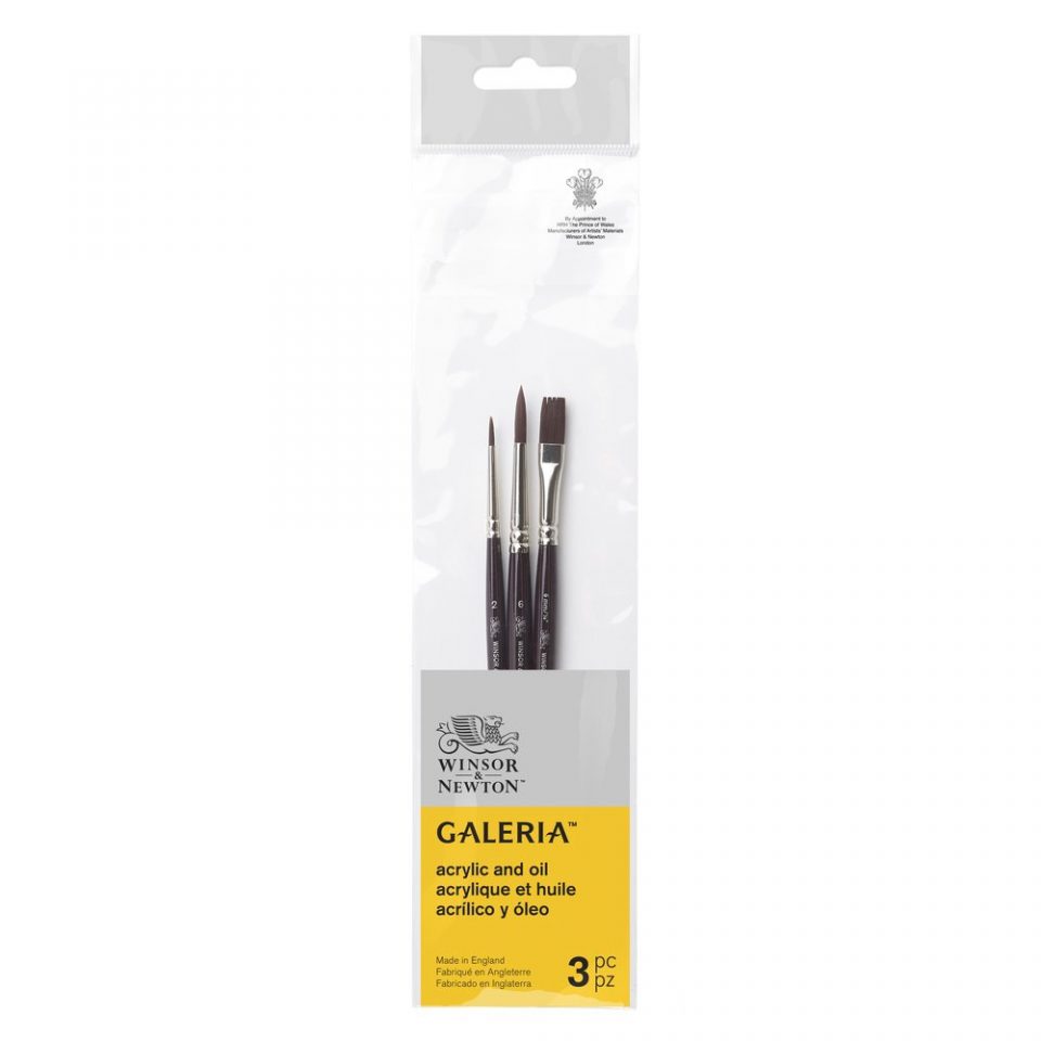 WINSOR & NEWTON GALERIA BRUSH SHORT HANDLE PACK OF 3 V.1 FSC 100%