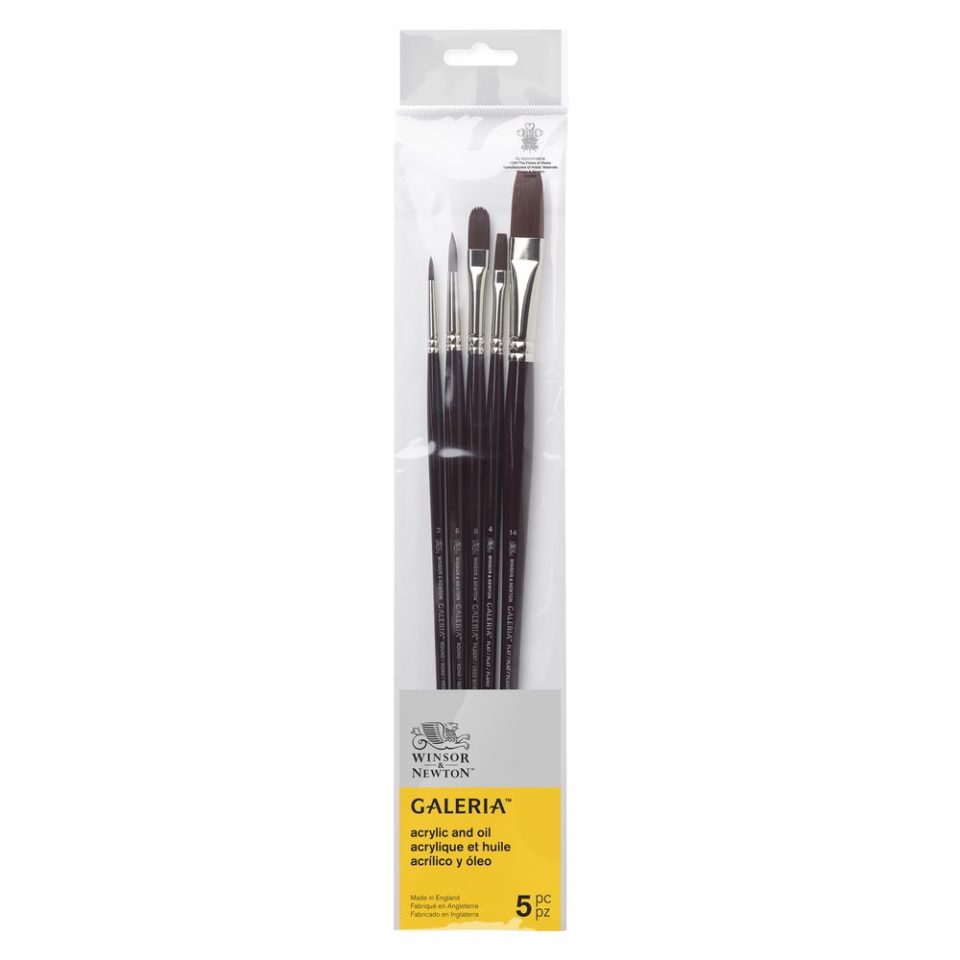 WINSOR & NEWTON GALERIA BRUSH LONG HANDLE PACK OF 5 V.1 FSC 100%