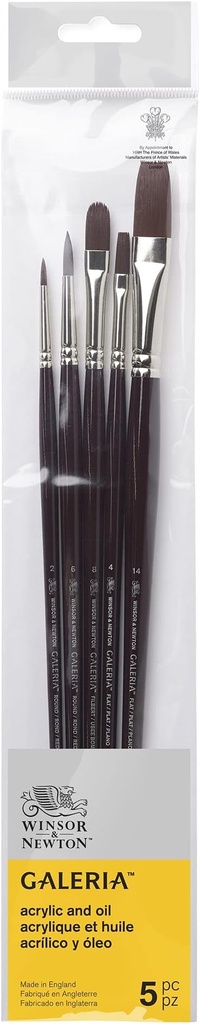 WINSOR & NEWTON GALERIA BRUSH LONG HANDLE PACK OF 5 V.1