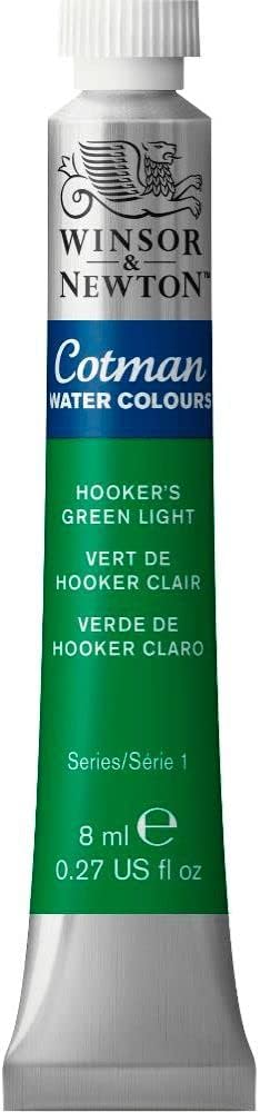 WINSOR & NEWTON COTMAN WATERCOLOUR 8ML TUBE HOOKER'S GREEN LIGHT