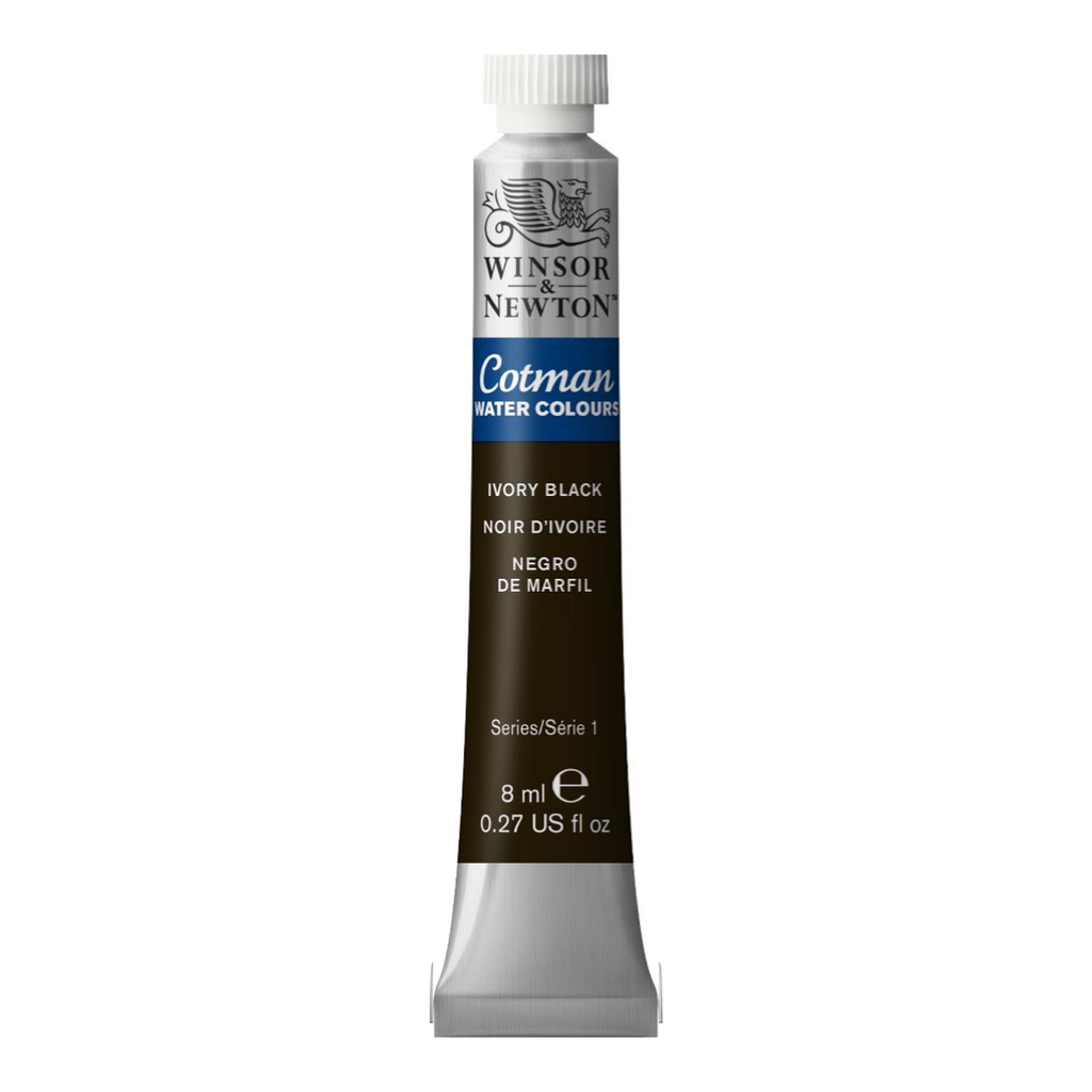 WINSOR & NEWTON COTMAN WATERCOLOUR 8ML TBE LAMP BLACK ROW