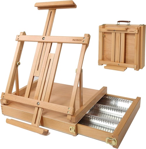 [HHEW05B] Meeden Table top wooden box drawer easel 