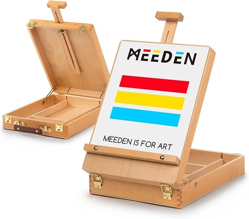 [YJHXHBX-3] MEEDEN Solid Beech Wood Tabletop Easel, Art Easel with Storage-HBX-3