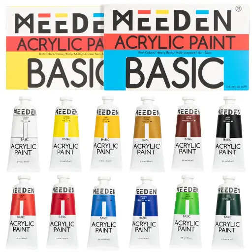 [1027-1] Meeden basic acrylic paint set ,6 Tubes,60ml /2 oz (yellow)