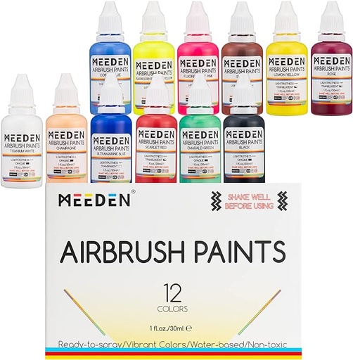 [PHBXYL-12] Meeden Airbrush Paint 12 Colors Set , 30 ml / 3 oz