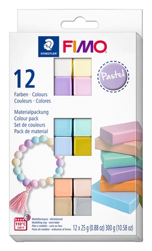 [8023 C12-3] STAEDTLER SET MODELLING CLAY FIMO SOFT PASTEL COLOURS 8023 C12-3