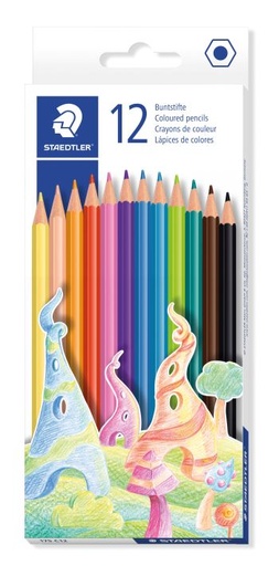 [175 C12] STAEDTLER COLOURED PENCIL HEXAGONAL 12PC