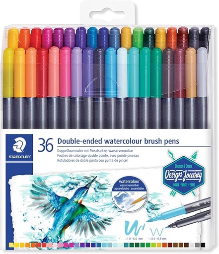 [3001 TB36] STAEDTLER DOUBLE-ENDED WATERCOL. BRUSH 36PCS