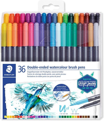 [3001 TB36] STAEDTLER DOUBLE-ENDED WATERCOLOUR MARKER BRUSH PENS 36PCS 3001 TB36