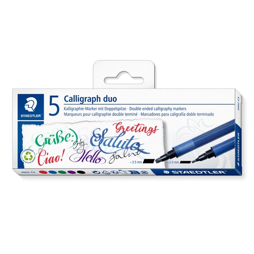 [3002 C5] STAEDTLER DOUBLE ENDED CALLIGRAPHY MARKERS, 5 PCS SET 3002 C5