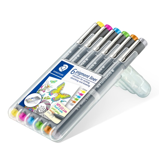 [30805S2SB6] STAEDTLER FINELINER PIGMENT LINUS 0.5MM 6 COLOUR   30805S2SB6