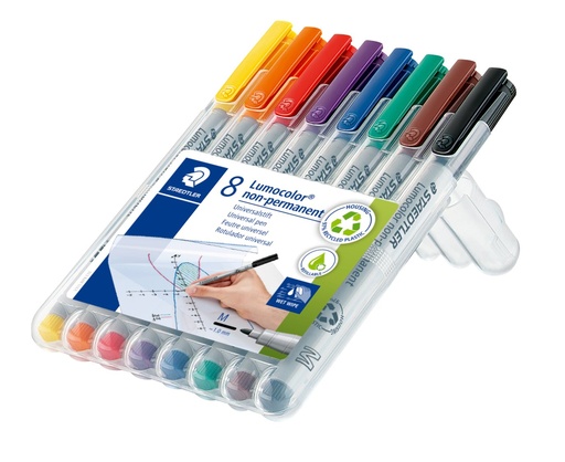 [315 WP8] STAEDTLER LUMOCOLOR UNIVERSAL NON-PERMANENT PENS 8PC 315 WP8