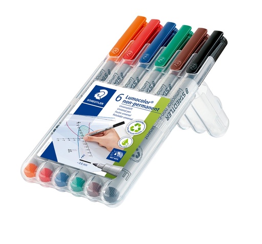 [316 WP6] STAEDTLER LUMOCOLOR UNIVERSAL NON-PERMANENT FINE ASSORTED PENS SET 6PC 316 WP6