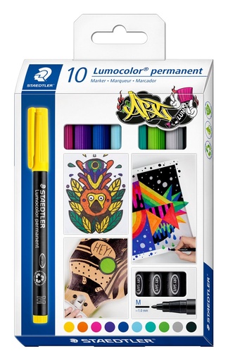 [317 C10] STAEDTLER LUMOCOLOR UNIVERSAL PERMANENT MARKER PENS 10PCS 317 C10