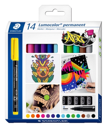 [317 C14] STAEDTLER LUMOCOLOR UNIVERSAL PERMANENT MARKER PENS 14PCS 317 C14