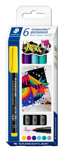 [317 C6] STAEDTLER LUMOCOLOR UNIVERSAL PERMANENT MARKER PENS 6PCS 317 C6