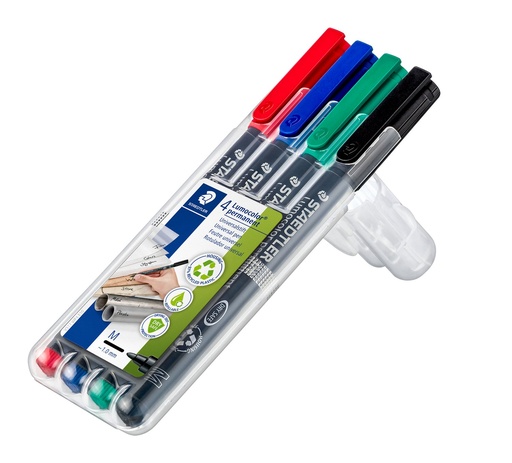 [317 WP4] STAEDTLER LUMOCOLOR  UNIVERSAL PERMANENT MARKER PENS 4PCS 317 WP4