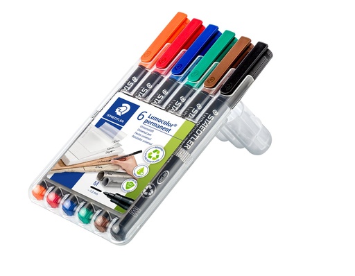 [317 WP6] STAEDTLER LUMOCOLOR UNIVERSAL PERMEMENT MARKER PENS 6PCS SET 317 WP6