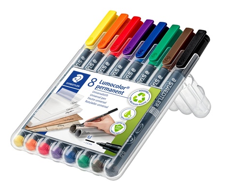 [317 WP8] STAEDTLER LUMOCOLOR UNIVERSAL PERMEMENT MARKER PENS 8PCS SET 317 WP8