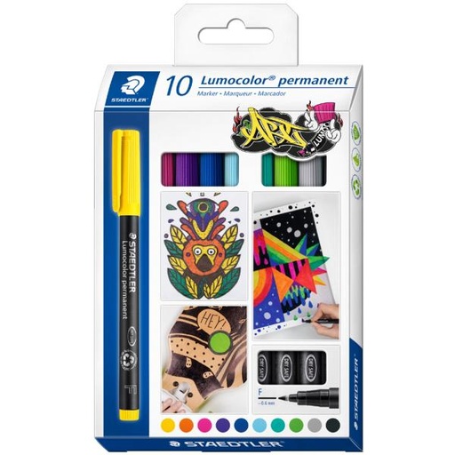 [318 C10] STAEDTLER LUMOCOLOR UNIVERSAL PERMANENT MARKER PENS 10PCS SET 318 C10