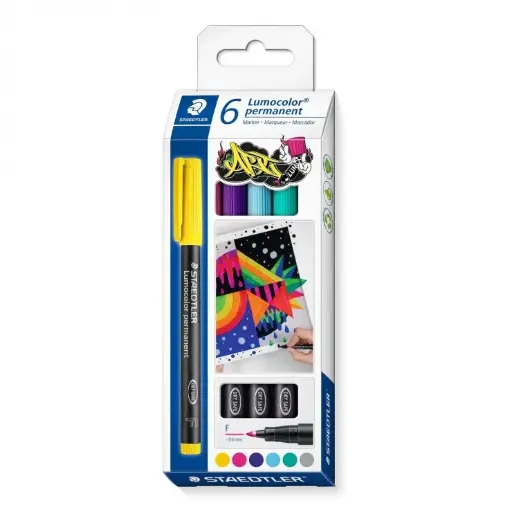[318 C6] STAEDTLER LUMOCOLOR UNIVERSAL PERMANENT MARKER PENS 6PCS SET 318 C6