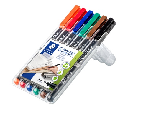 [318 WP6] STAEDTLER LUMOCOLOR UNIVERSAL PERMANENT MARKER PENS FINE 6PCS SET 318 WP6