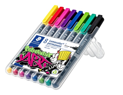 [318 WP8-1] STAEDTLER LUMOCOLOR UNIVERSAL PERMANENT FINE PENS 8PCS 318 WP8-1