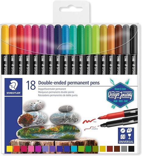 [3187 TB18] STAEDTLER DOUBLE-ENDED PERM. PENS 18 PCS