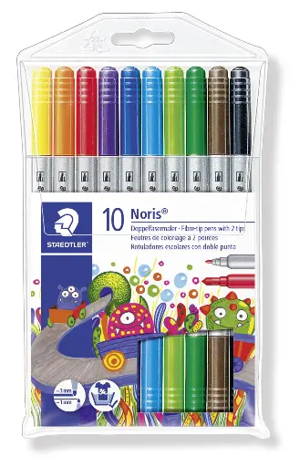 [320 NWP10] STAEDTLER FIBRE TIP PEN 2TIPS N 10PCS WALLET