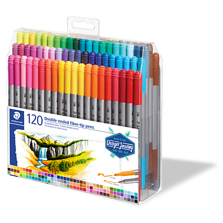 [3200 TB120] STAEDTLER DOUBLE-ENDED FIBRE-TIP PENS 120PCS