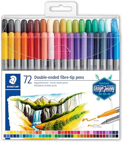 [3200 TB72] STAEDTLER DOUBLE-ENDED FIBRE-TIP MARKER PEN SET 72PCS 3200 TB72